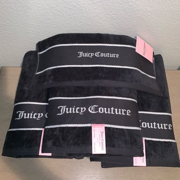 New Juicy Couture Velour Black Logo Towel Set - Picture 4 of 4